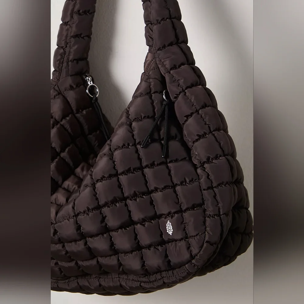 Quilted Carryall Tote Bag Chocolate Brown Free People FP Movement Gym Hobo BNWT!